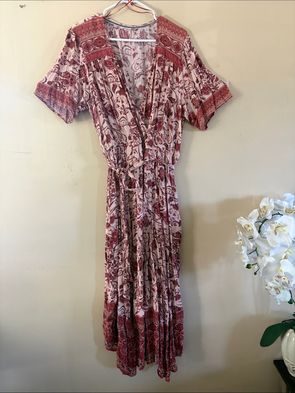 Target Pink Floral Boho Wrap Maxi Dress Size Large